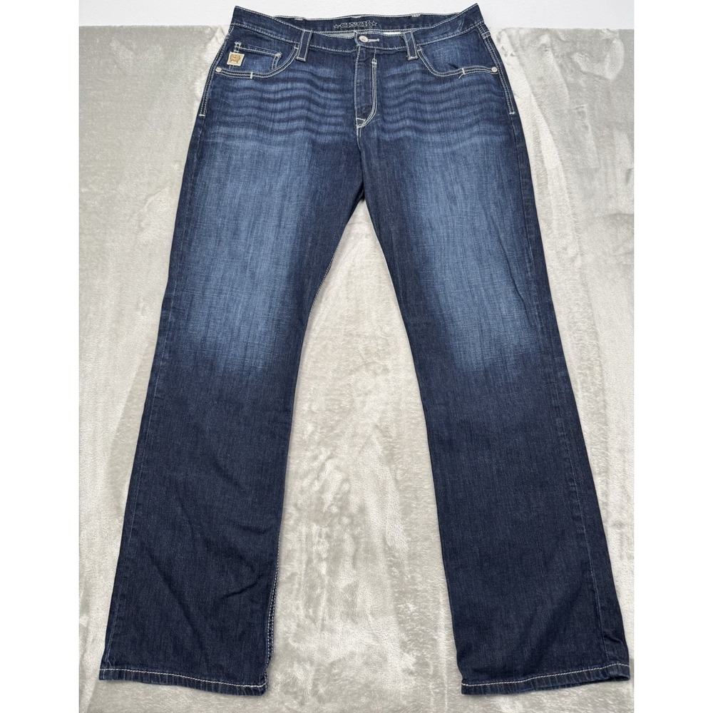 Cinch Jeans Mens 38x36 Dark Wash Blue Denim Bootcut Western Cowboy Rodeo Work